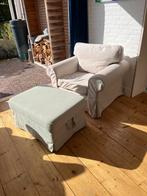 Ikea Ektorp fauteuil met voetenbank - Wasbare Hoes, Huis en Inrichting, Fauteuils, Ophalen, Gebruikt, Stof, 75 tot 100 cm
