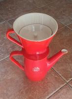 Douwe Egberts rode koffiepot, filterhouder, dekseltje, Ophalen of Verzenden
