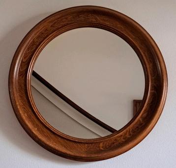 Mooie vintage houten ronde spiegel, diameter 50 cm beschikbaar voor biedingen