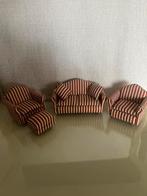 Poppenhuis Bankstel Set 1:12 - Gestreept, Verzamelen, Ophalen of Verzenden, Zo goed als nieuw, Poppenhuis