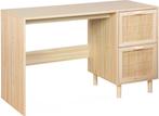 Bureau met laden / Desk with drawers - Oak rattan 120x48cm, Ophalen, Gebruikt, Bureau