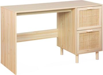 Bureau met laden / Desk with drawers - Oak rattan 120x48cm  beschikbaar voor biedingen