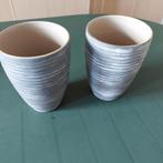 Set van 2 grijze bloempotten, Tuin en Terras, Rond, Zo goed als nieuw, Aardewerk, Tuin