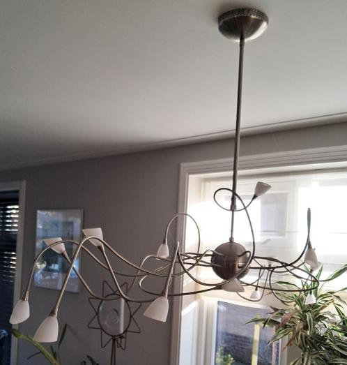 Hanglamp, Huis en Inrichting, Lampen | Plafondlampen, Gebruikt, Glas, Metaal, Ophalen of Verzenden