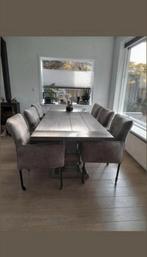 Kloostertafel eettafel eikenhout stoelen salontafel grijs, Ophalen, Zo goed als nieuw, Landelijk, 4 tot 6 stoelen
