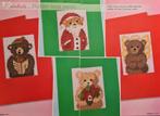 Teddyberen 4 Kerstkaarten borduurpatronen, Hobby en Vrije tijd, Borduren en Borduurmachines, Ophalen, Nieuw, Handborduren, Patroon