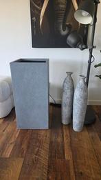 Stoere plantenbak en 2 decoratie vazen betonlook, Ophalen, Zo goed als nieuw