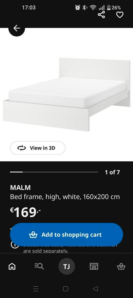 IKEA MALM Bedframe (160x200) + SKORVA Middenbalk. Nieuw €129, Huis en Inrichting, Slaapkamer | Bedden, Nieuw, Tweepersoons, 160 cm