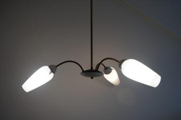 vintage hanglamp rockabilly drie lichtpunt messing kunststof beschikbaar voor biedingen