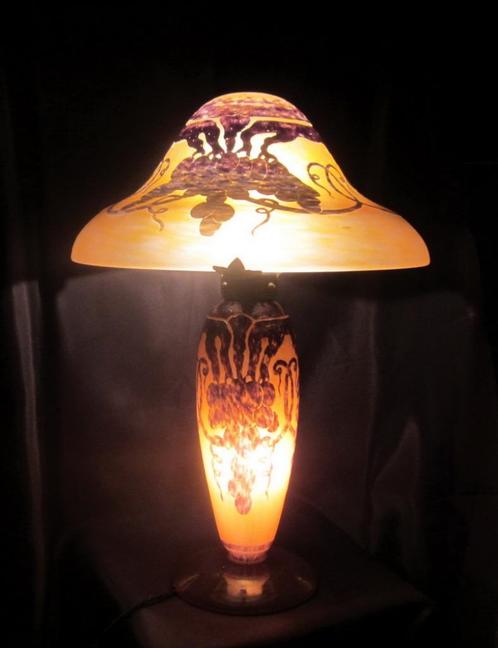 Antieke Le Verre Francais lamp, Charles Schneider, 48 cm H, Antiek en Kunst, Antiek | Lampen, Ophalen of Verzenden