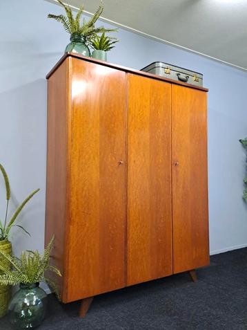 Vintage kledingkast jaren 50/60 retro design kast teak 