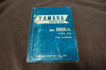 Yamaha SR500 1978 motorcycle parts list SR 500 type 2J4 beschikbaar voor biedingen