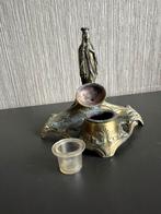 Antiek inktpotje met maria incl glazen potje, Ophalen of Verzenden