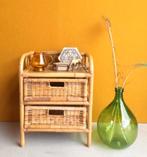 Vintage rotan ladekastje, nachtkastje, kastje met 2 lades, Overige materialen, Minder dan 50 cm, Gebruikt, 1 of 2 laden