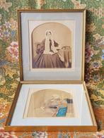 Man en vrouw originele antieke ingelijste Engelse foto's., Antiek en Kunst, Kunst | Schilderijen | Klassiek, Ophalen of Verzenden