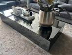 Glazen zwarte salontafel, Huis en Inrichting, Tafels | Salontafels, Ophalen, Gebruikt, 50 tot 100 cm, Glas