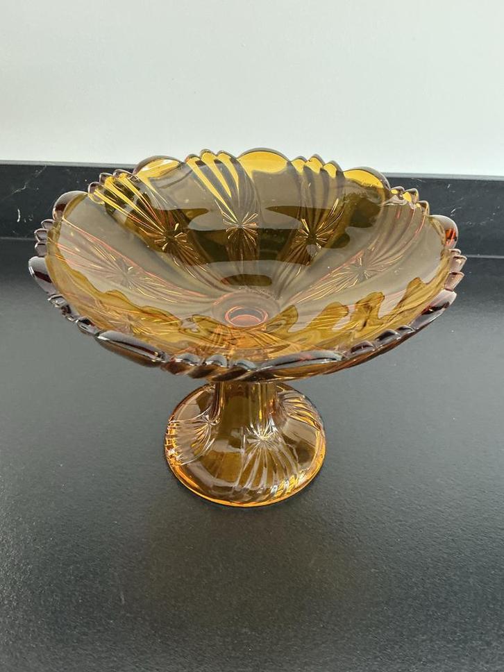 Vintage Val St Lambert Amberkleur  Schaal, Antiek en Kunst, Antiek | Glas en Kristal, Ophalen of Verzenden