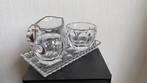 Kristal melk en suiker setje op plateau, Antiek en Kunst, Ophalen of Verzenden