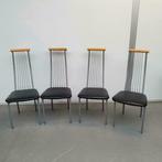 4 x Eetkamerstoelen - met nieuwe zwarte skai