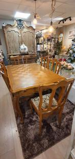 Prachtige orginele Queen Ann eettafel met 6 bijpassende stoe, Ophalen, 5664HM, 200 cm of meer, 50 tot 100 cm