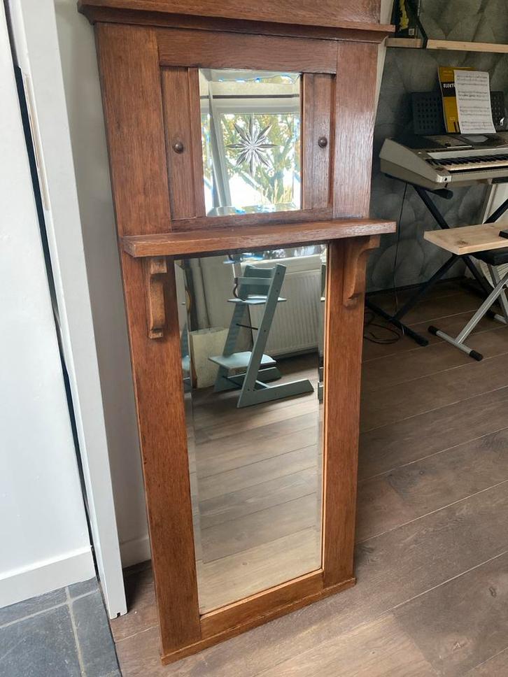 Vintage Spiegel met facet geslepen glas, Huis en Inrichting, Woonaccessoires | Spiegels, Gebruikt, Minder dan 50 cm, 100 tot 150 cm