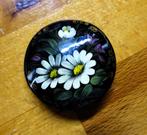 Vintage Russische lak handgeschilderde floral broche, Sieraden, Tassen en Uiterlijk, Broches, Overige materialen, Gebruikt, Verzenden