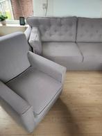 Grijze Bankstel met Fauteuil, Gebruikt, 75 tot 100 cm, Ophalen of Verzenden, Modern