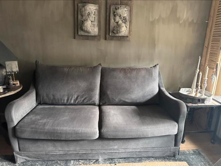 Hoogehuys twee Zits bank grijs, Huis en Inrichting, Banken | Bankstellen, Gebruikt, Rechte bank, Driepersoons, 75 tot 100 cm, Stof