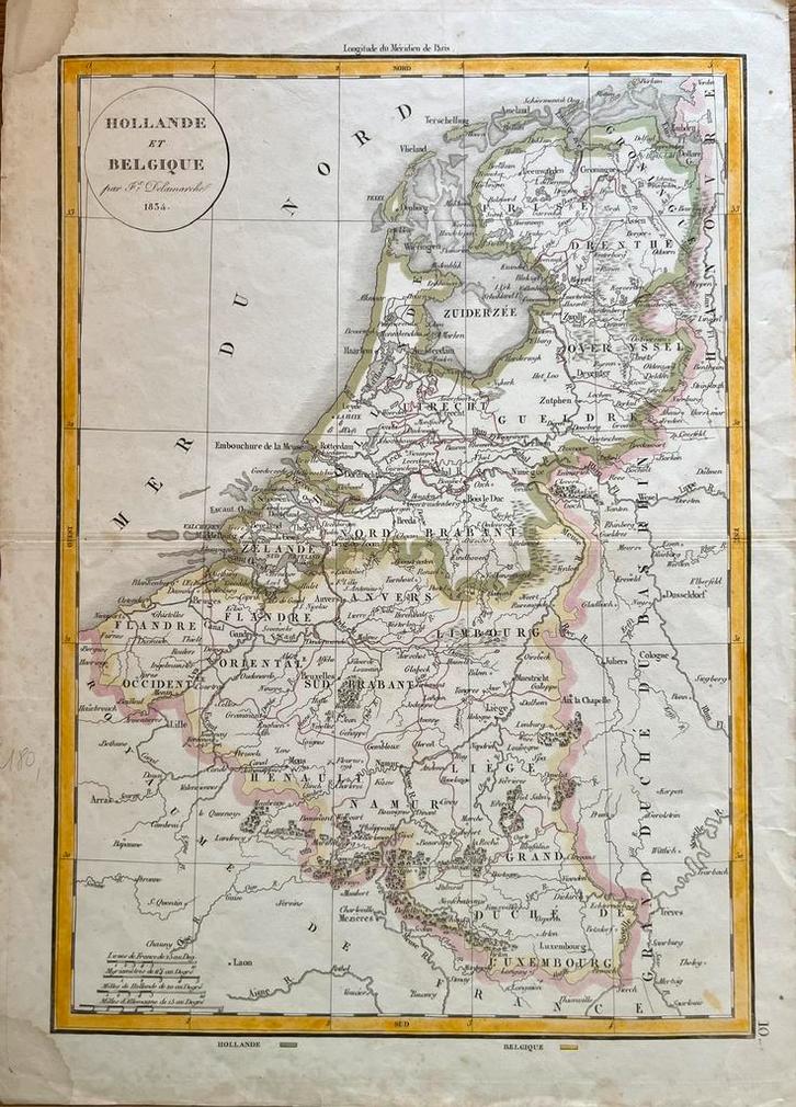 historische kaart van Nederland/Belgie uit 1834, Antiek en Kunst, Kunst | Etsen en Gravures, Ophalen of Verzenden