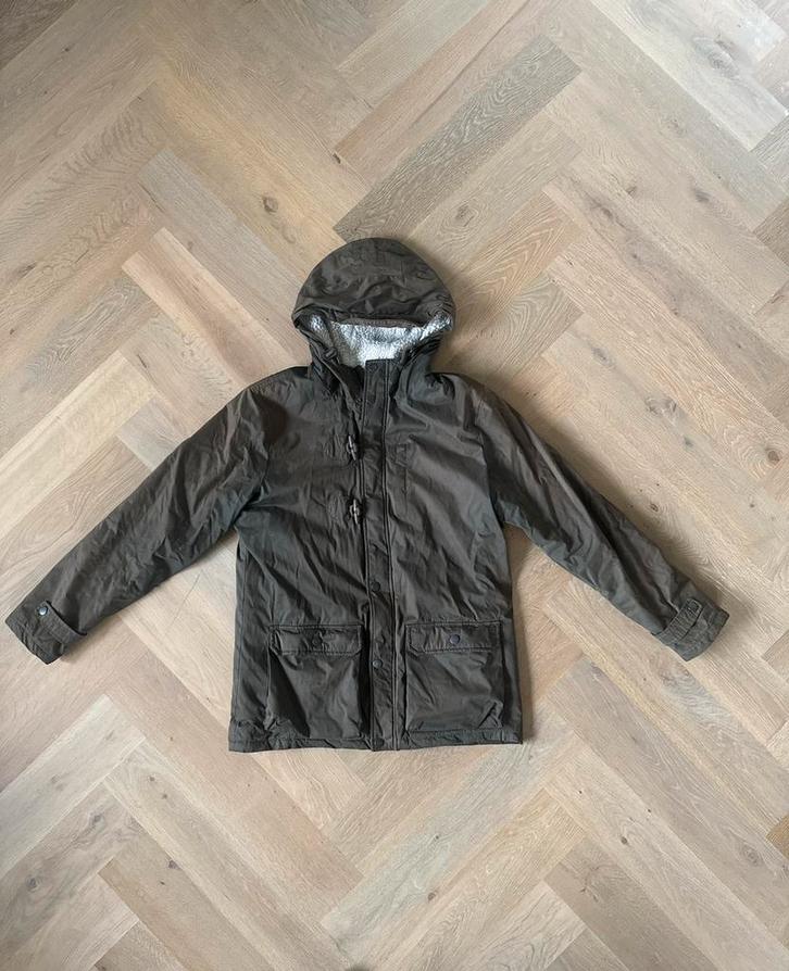 Springfield herenjas maat L - khaki parka met capuchon, Kleding | Heren, Jassen | Winter, Zo goed als nieuw, Maat 52/54 (L), Groen