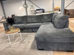 Hoekbank Ribstof Grijs, Huis en Inrichting, Banken | Bankstellen, 250 tot 300 cm, --, Ophalen of Verzenden, Zo goed als nieuw
