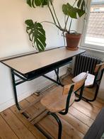 Vintage schoolbank bureau, Ophalen, Gebruikt, Bureau