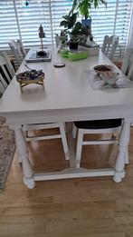 Brocante stoelen en eettafel, Huis en Inrichting, Tafels | Eettafels, Ophalen, Gebruikt, Rechthoekig, 50 tot 100 cm
