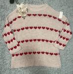 NIEUW, beige oversized gebreide trui met hartjes, een maat, New Collection, Ophalen of Verzenden, Nieuw, Beige