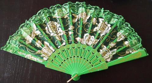 groene hand waaier kant en gouden bloemen, Sieraden, Tassen en Uiterlijk, Overige Accessoires, Nieuw, Ophalen of Verzenden