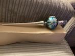 Vintage glazen kerstboom piek,zilver met blauw,hoog 30 cm., Diversen, Kerst, Ophalen of Verzenden, Gebruikt
