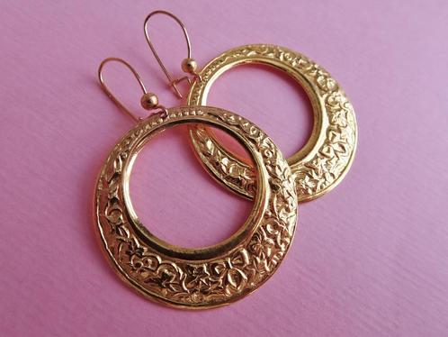 jwg Vintage 70s oorbellen oorringen goud verguld bohemian, Sieraden, Tassen en Uiterlijk, Antieke sieraden, Oorbellen, Overige materialen