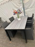 Tuinset | 4 stoelen (Brown) | 160cm tafel (Grey), Tuin en Terras, Tuinsets en Loungesets, Tuinset, Eettafel, Kunststof, Ophalen of Verzenden