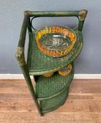 Kastje plantenstandaard rotan bamboe groen - vintage retro, Ophalen, Gebruikt, Onbekend, Onbekend