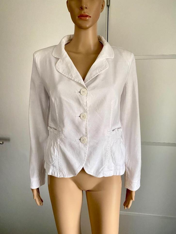H465 Armani Jeans maat 40=M linnen jasje blazer colbert wit, Kleding | Dames, Jasjes, Kostuums en Pakken, Zo goed als nieuw, Jasje
