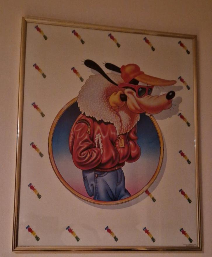 Coole Goofy Print in Gouden Lijst, Antiek en Kunst, Kunst | Schilderijen | Klassiek, Ophalen of Verzenden