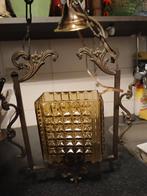 Oude lamp met glas en sier-ijzer, Ophalen of Verzenden, Glas