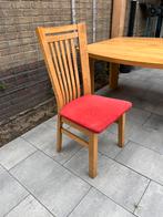4 eiken eetkamerstoelen met rode zitting, Ophalen, Gebruikt, Vier, Rood