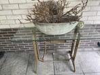 Glazen sidetable op een onderstel van een oude naaimachine, Ophalen, Gebruikt, 100 tot 150 cm, Glas