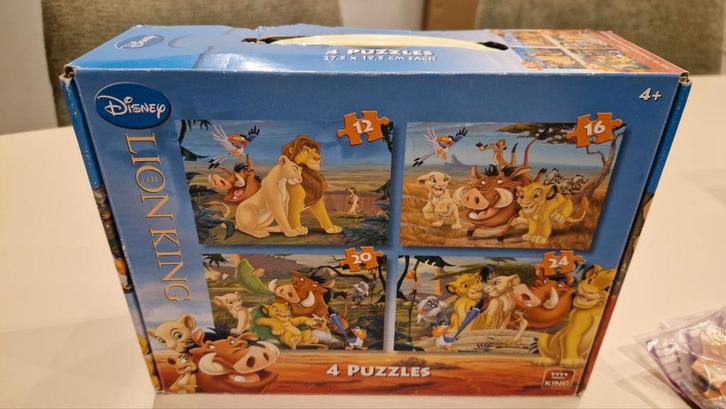Lion King Puzzelbox Disney - 4 Puzzels Compleet Vanaf 3-4 jr, Kinderen en Baby's, Speelgoed | Kinderpuzzels, Zo goed als nieuw