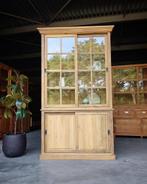 Hoge eikenhouten vitrinekast | Buffetkast #2029, 100 tot 150 cm, 200 cm of meer, Ophalen of Verzenden, Teakhout