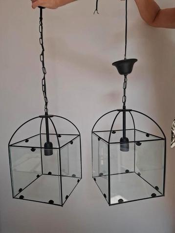 2 vierkante hanglampen glas 25 cm beschikbaar voor biedingen