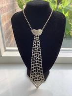 mooie ketting choker stropdas strass steentjes blingbling, Sieraden, Tassen en Uiterlijk, Kettingen, Ophalen of Verzenden, Zilver