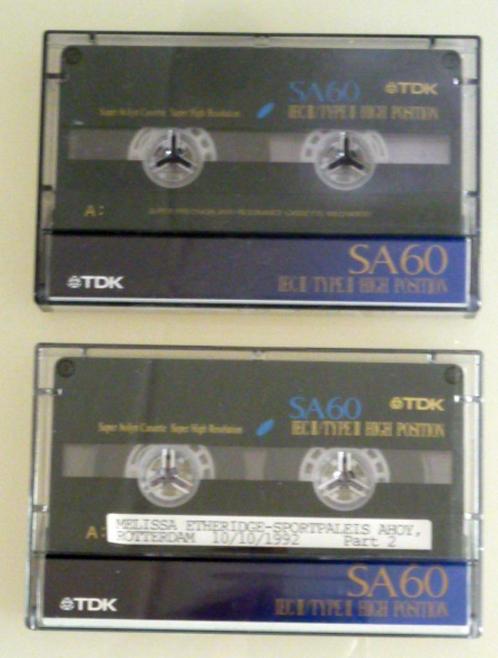 2 TDK SA Super Avilyn High Resolution cassettebandjes C60, Cd's en Dvd's, Cassettebandjes, Gebruikt, Origineel, 2 t/m 25 bandjes