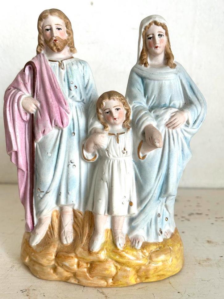 Antiek Heiligen Familie beeldje  biscuit porselein 17 cm, Antiek en Kunst, Antiek | Religie, Ophalen